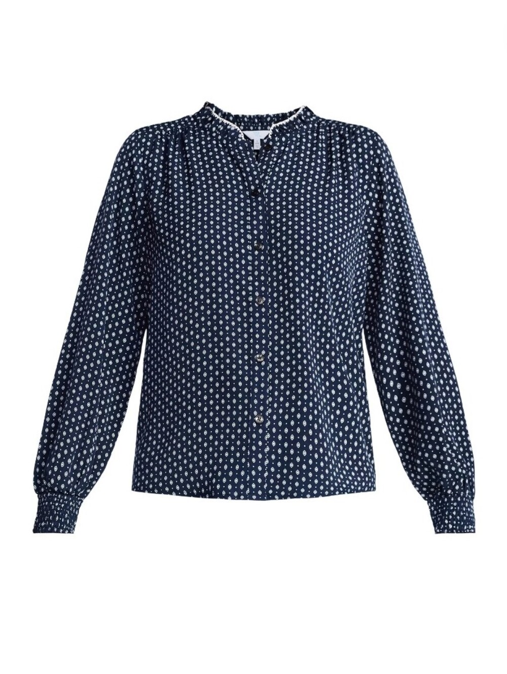 Time and Tru Women's Ruffle Button Down Blouse with Long Sleeves,